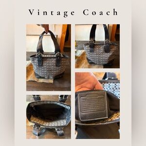 Vintage Coach Black and Gray Shoulder Bag